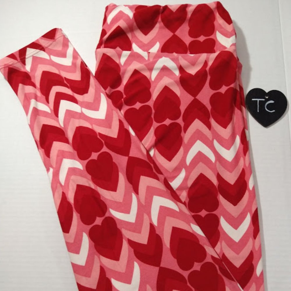 LLR TC red, white, and pink heart leggings